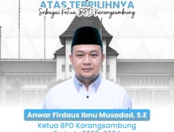 Tiga Pemuda Desa Karangsambung Ucapkan Selamat Untuk Anwar Firdaus Sebagai Ketua BPD Periode 2026-2034