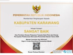Pemkab Karawang Raih Penghargaan  dari Menteri Investasi dan BKPM RI